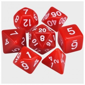 набор из 7 кубиков для ролевых игр (D&D и Pathfinder и др.) (красно-белый)